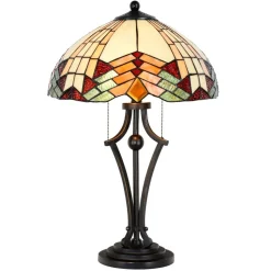 5961 bordlampe i Tiffany-utseende med farge. glass