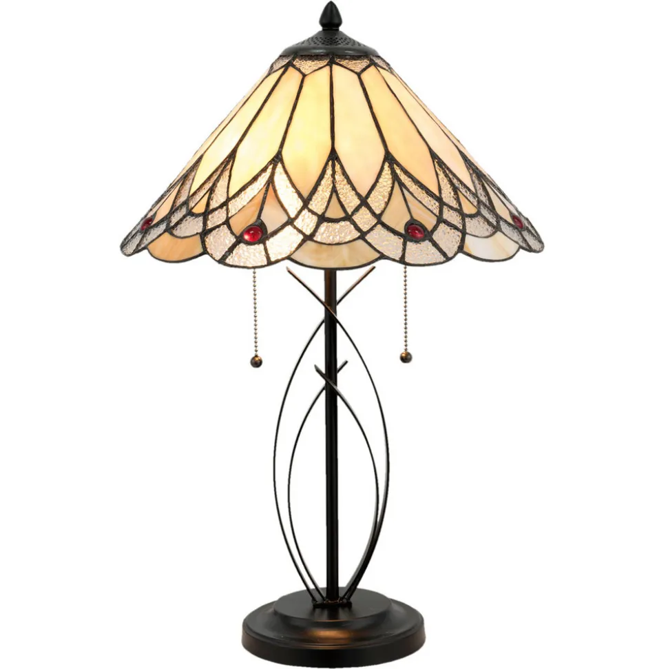 5186 bordlampe med ravfarget glasskjerm