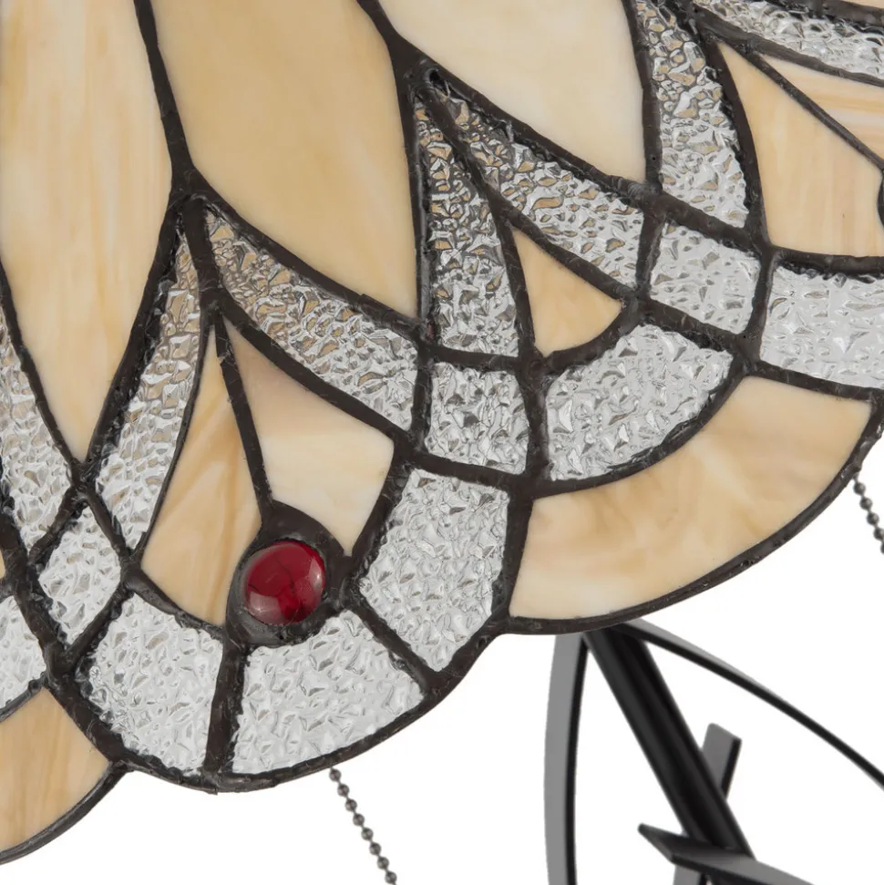 5186 bordlampe med ravfarget glasskjerm