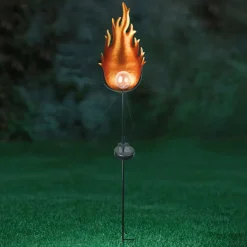 33472 LED-solcellelampe med metallflamme