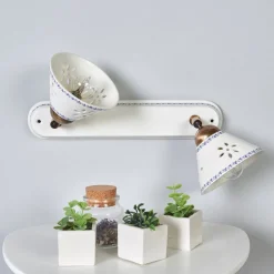 2 lyskilder vegglampe NONNA i hvit keramikk