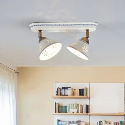 2 lyskilder vegglampe NONNA i hvit keramikk