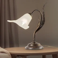 Alga bordlampe, 1 lyskilde, jern, glass, florentinsk