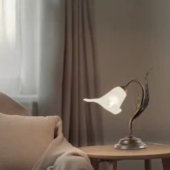 Alga bordlampe, 1 lyskilde, jern, glass, florentinsk