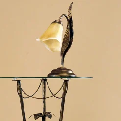 Alga bordlampe, 1 lyskilde, jern, glass, florentinsk