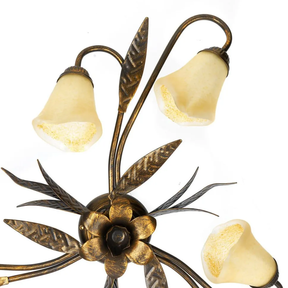 Alga taklampe, 6 lyskilder, jern, glass, florentinsk