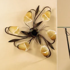 Alga taklampe, 6 lyskilder, jern, glass, florentinsk