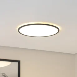 Aqua LED-panel, Ø 50 cm, svart, metall/plast, CCT dimbar