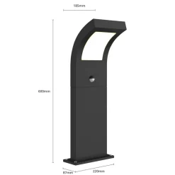 Arcchio Advik LED-veilampe, 60 cm, antrasitt, sensor, IP54