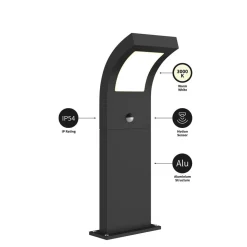 Arcchio Advik LED-veilampe, 60 cm, antrasitt, sensor, IP54