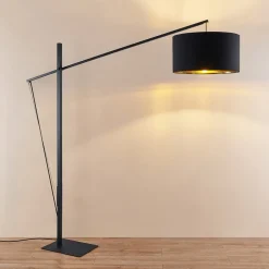 Arcchio buelampe Mossa, 200 cm, svart-gull, tekstil