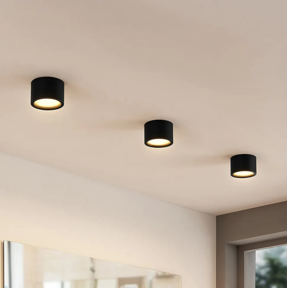 Arcchio downlight Nieva, GX53, svart, rund, Ø 10cm, metall