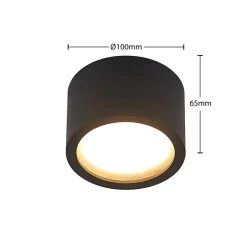 Arcchio downlight Nieva, GX53, svart, rund, Ø 10cm, metall