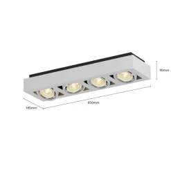 Arcchio downlight Ronka, 65 cm, 4 lyskilder, hvit, GU10