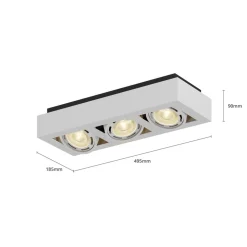 Arcchio downlight Ronka, 50 cm, 3 lyskilder, hvit, GU10