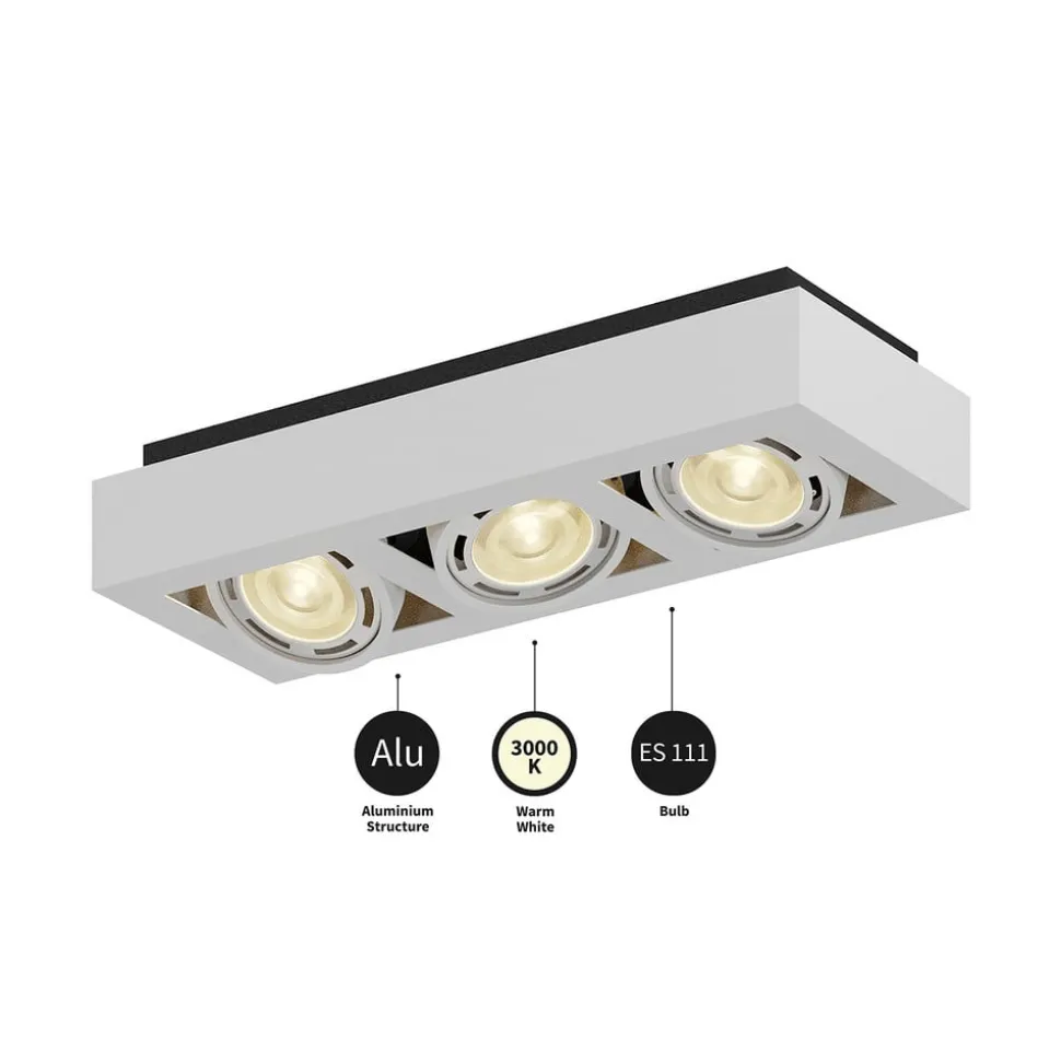 Arcchio downlight Ronka, 50 cm, 3 lyskilder, hvit, GU10