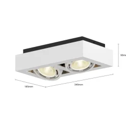 Arcchio downlight Ronka, 34 cm, 2 lyskilder, hvit, GU10