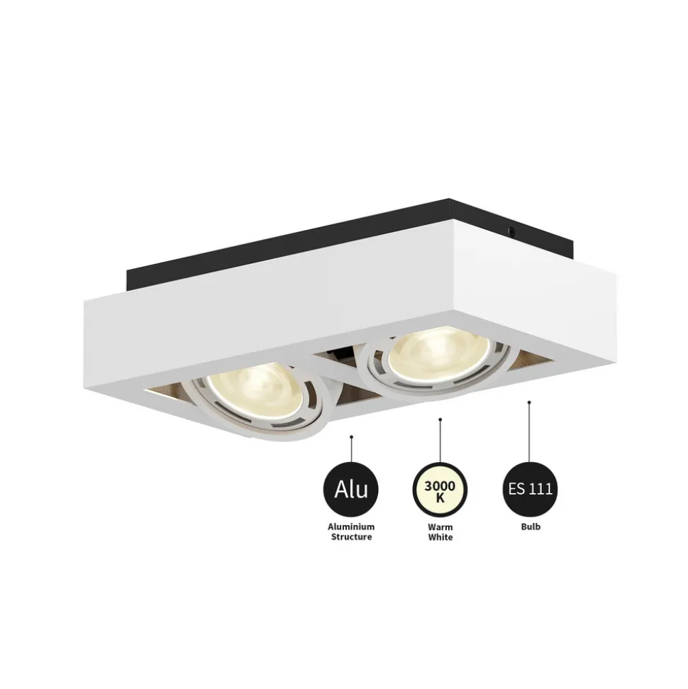 Arcchio downlight Ronka, 34 cm, 2 lyskilder, hvit, GU10