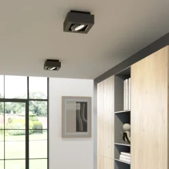 Arcchio downlight Ronka, grå, 19 cm x 19 cm, GU10