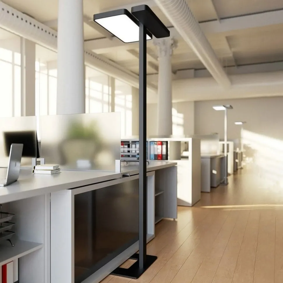 Arcchio gulvlampe til kontor Aila, svart, dagslyssensor