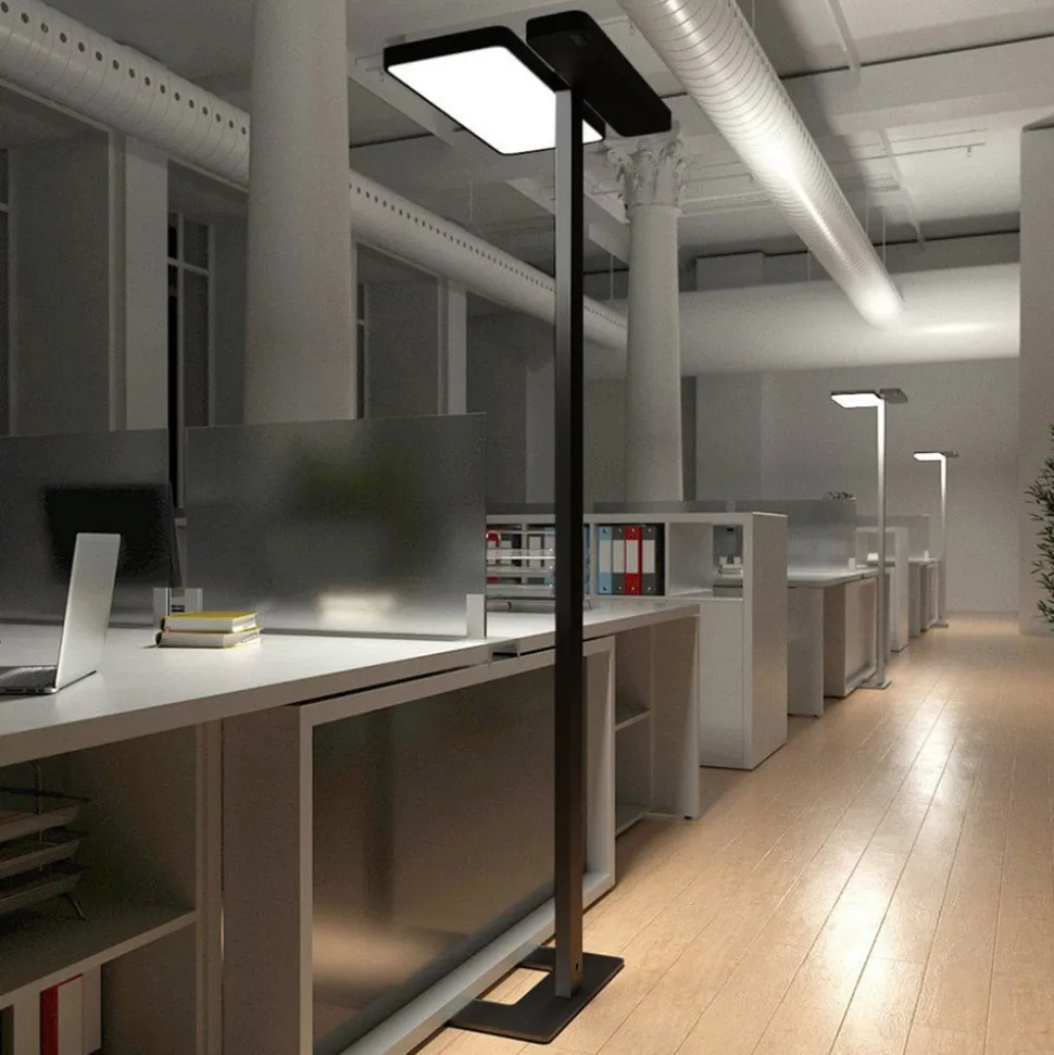 Arcchio gulvlampe til kontor Aila, svart, dagslyssensor