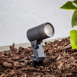 Arcchio Hemmani spot med jordspyd, høyde 35 cm, antrasitt, aluminium