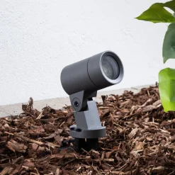 Arcchio Hemmani spot med jordspyd, høyde 35 cm, antrasitt, aluminium