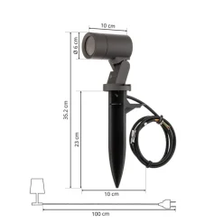 Arcchio Hemmani spot med jordspyd, høyde 35 cm, antrasitt, aluminium