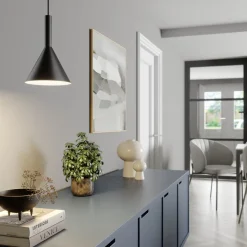 Arcchio hengelampe Tadej, svart-hvit, Ø 19 cm, metall, E27