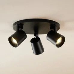 Arcchio Iavo takspot, rund, svart, 3 lyskilde