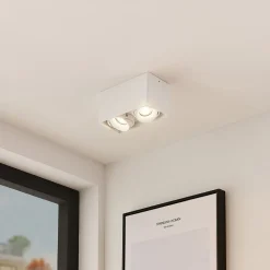 Arcchio Kubika downlight, 19 cm, hvit, 2 lyskilder, metall