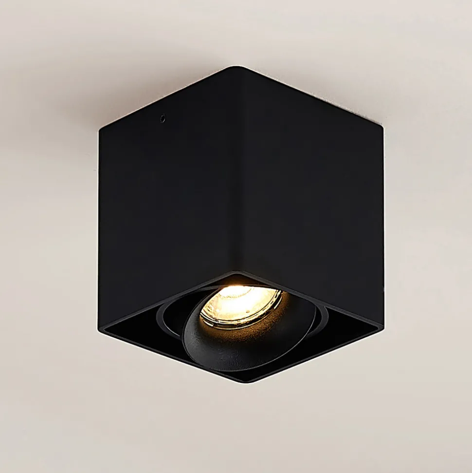 Arcchio Kubika downlight, 9 cm, svart, 1 lyskilde, metall