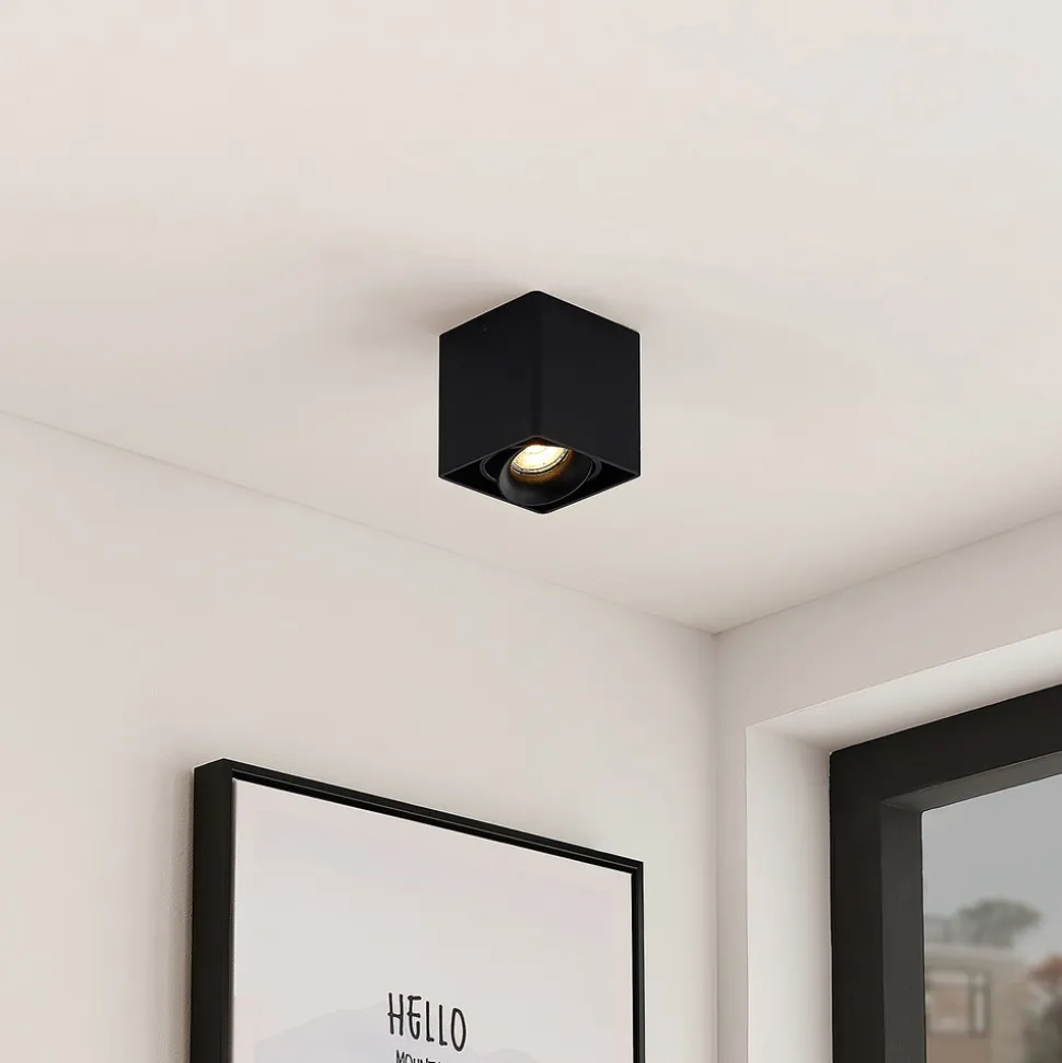 Arcchio Kubika downlight, 9 cm, svart, 1 lyskilde, metall