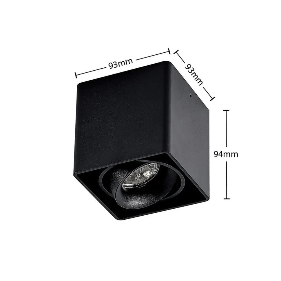 Arcchio Kubika downlight, 9 cm, svart, 1 lyskilde, metall