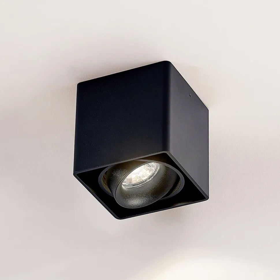 Arcchio Kubika downlight, 9 cm, svart, 1 lyskilde, metall