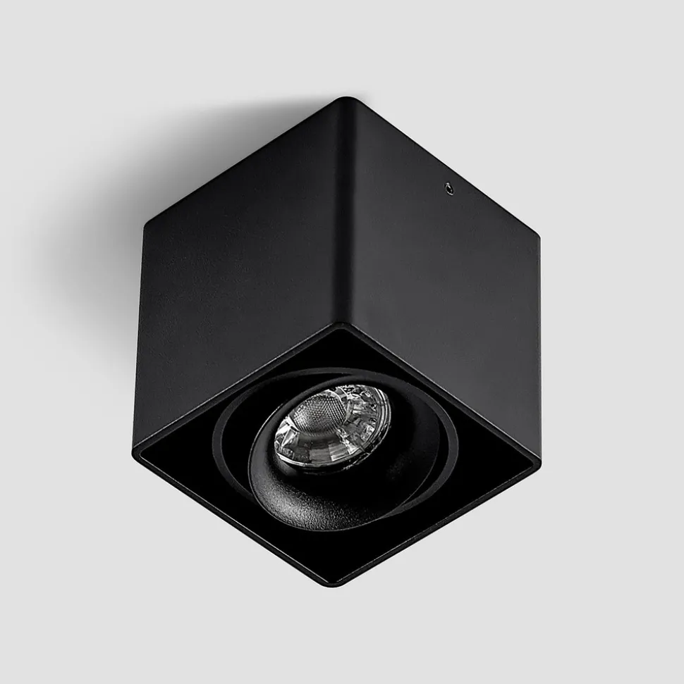 Arcchio Kubika downlight, 9 cm, svart, 1 lyskilde, metall