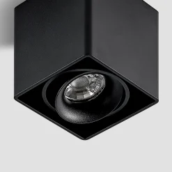 Arcchio Kubika downlight, 9 cm, svart, 1 lyskilde, metall