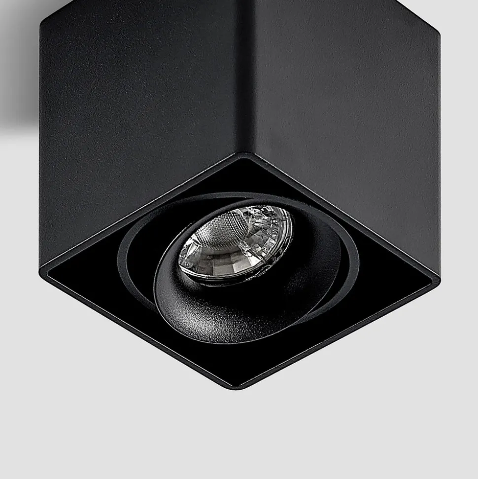 Arcchio Kubika downlight, 9 cm, svart, 1 lyskilde, metall