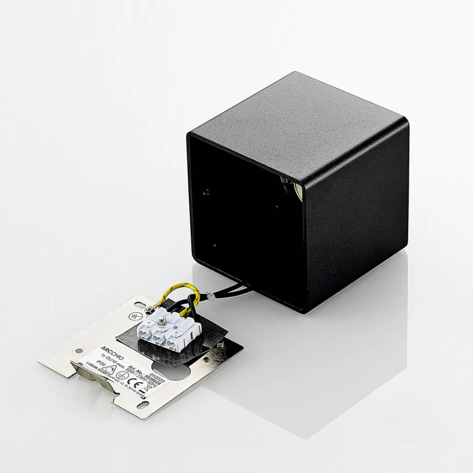 Arcchio Kubika downlight, 9 cm, svart, 1 lyskilde, metall