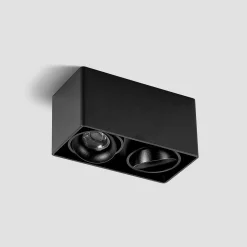 Arcchio Kubika downlight, 19 cm, svart, 2 lyskilder, metall