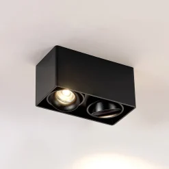 Arcchio Kubika downlight, 19 cm, svart, 2 lyskilder, metall