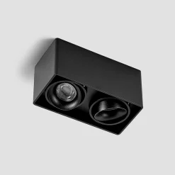 Arcchio Kubika downlight, 19 cm, svart, 2 lyskilder, metall