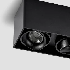 Arcchio Kubika downlight, 19 cm, svart, 2 lyskilder, metall
