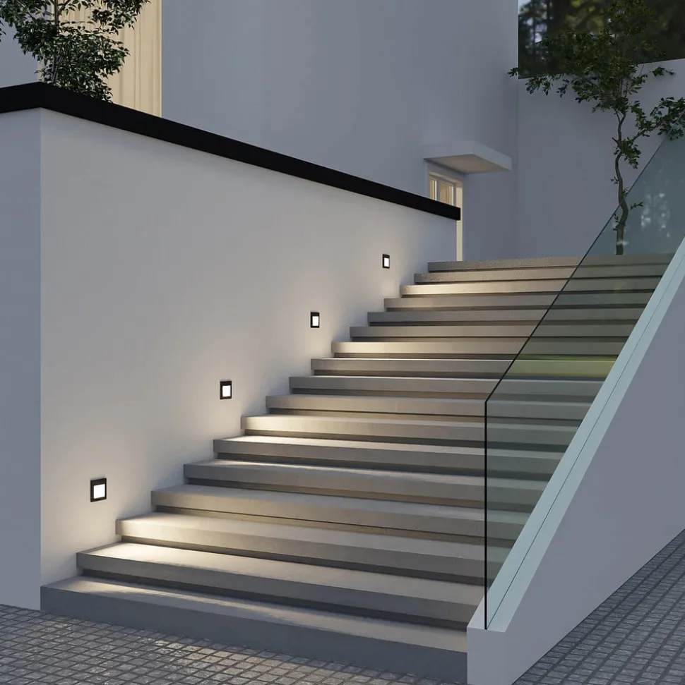 Arcchio LED innfelt vegglampe Zamo, svart, 11 cm, IP65