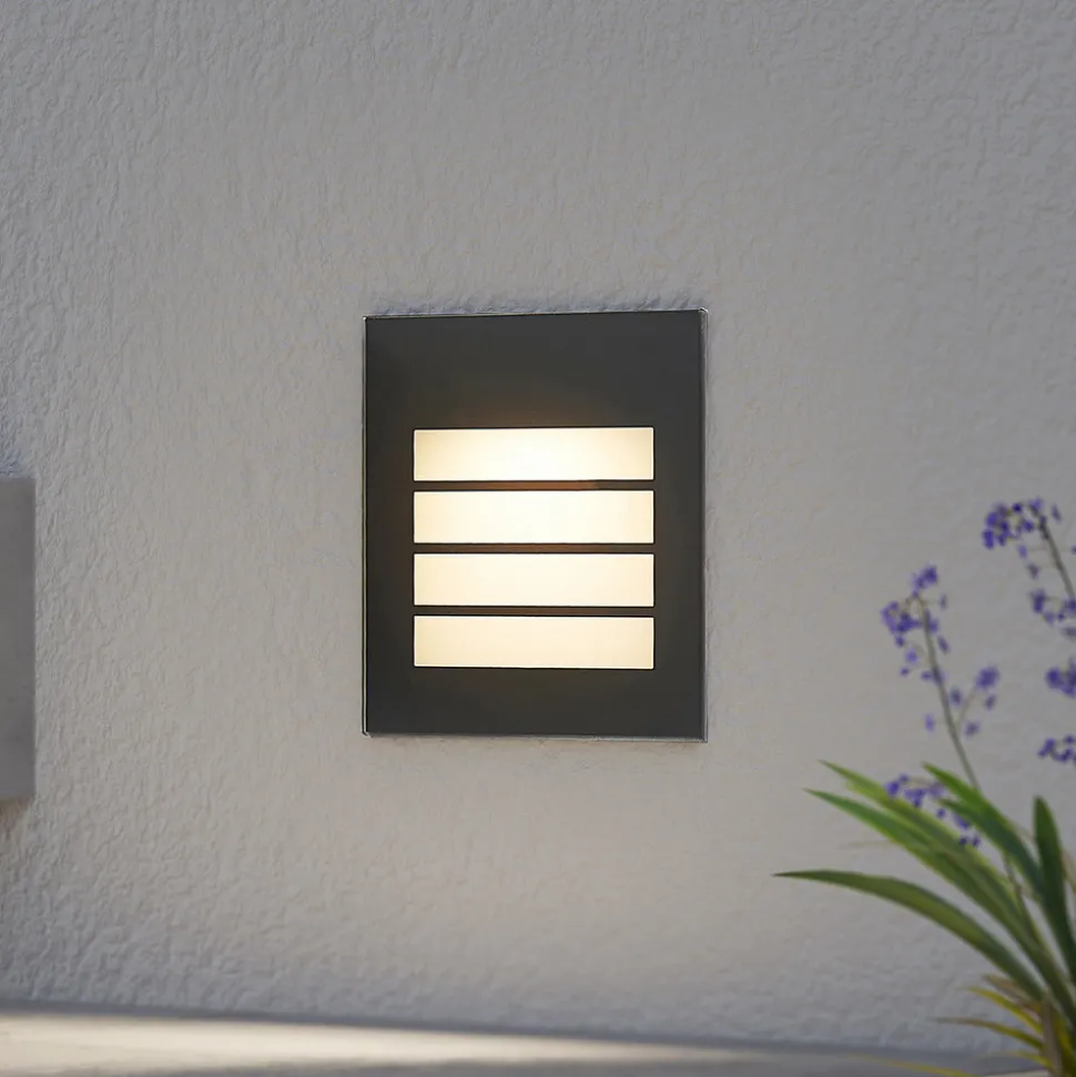 Arcchio LED innfelt vegglampe Zamo, lamell, svart, IP65