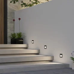 Arcchio LED innfelt vegglampe Zamo, lamell, svart, IP65