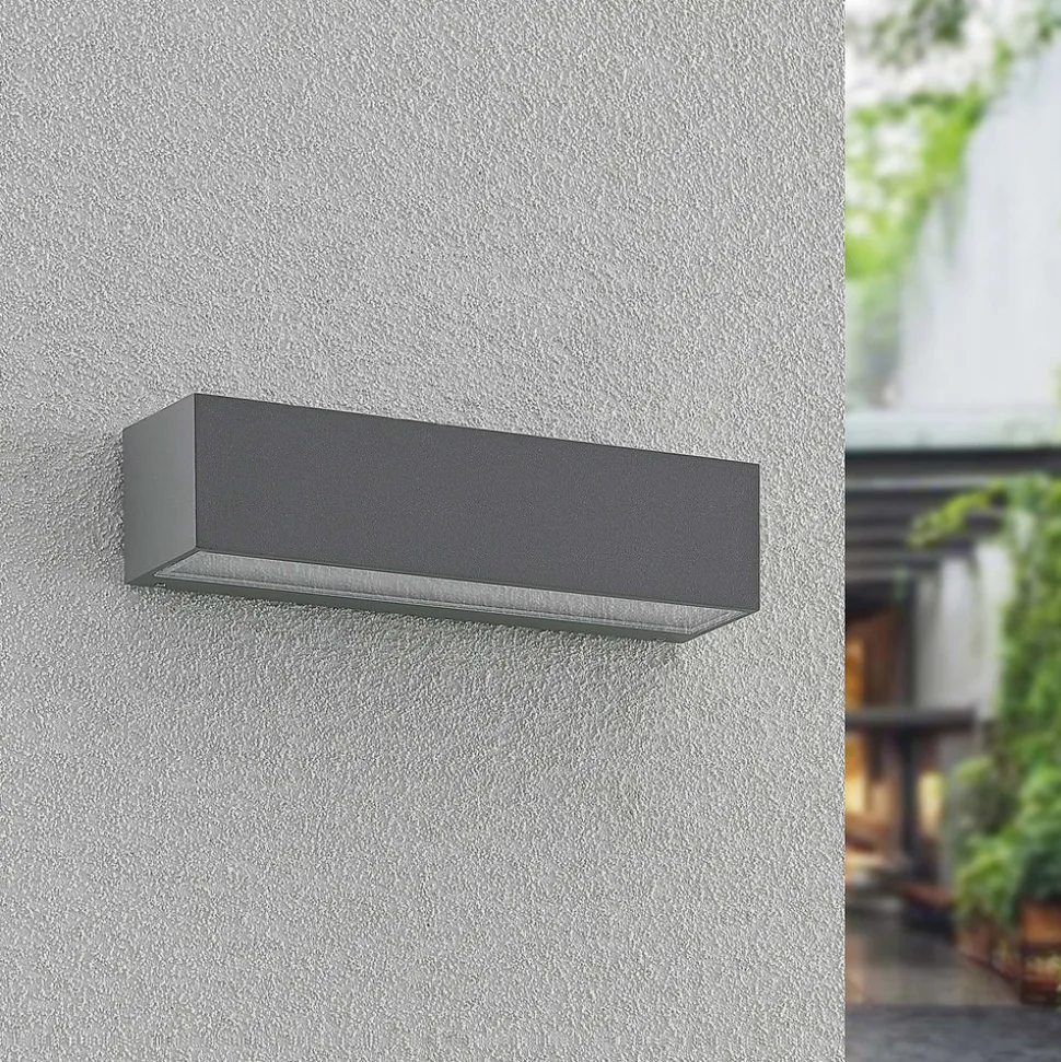 Arcchio LED utendørs vegglampe Lengo, CCT, 25 cm, 1-lys, grå