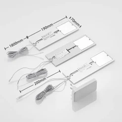 Arcchio LED-benkbelysning Nortra, sett med 3 stk, grå, aluminium