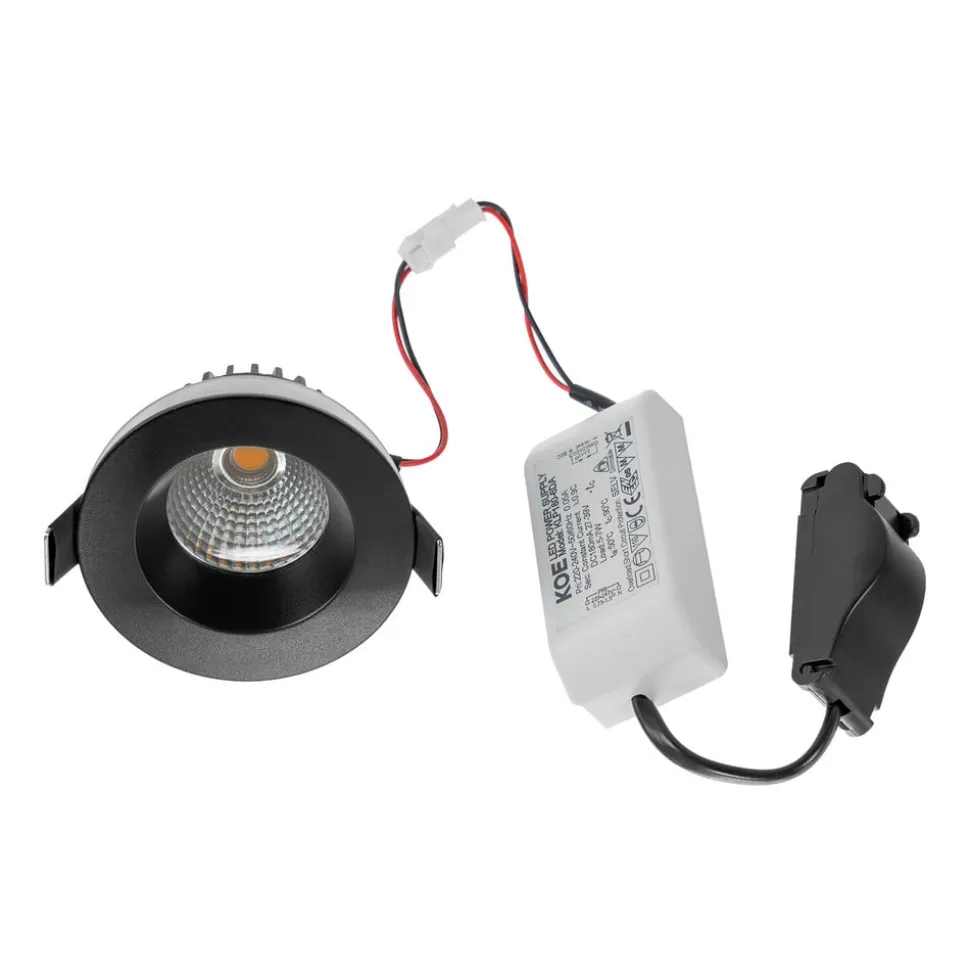Arcchio LED-downlight Aryx, svart, 3 000K