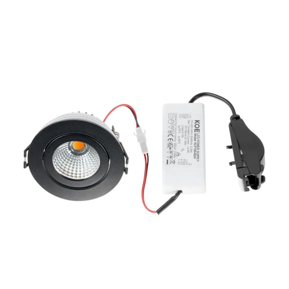 Arcchio LED-downlight Jyra, svart, 2700K